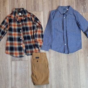 Plaid and Blue Kids Shirt Set